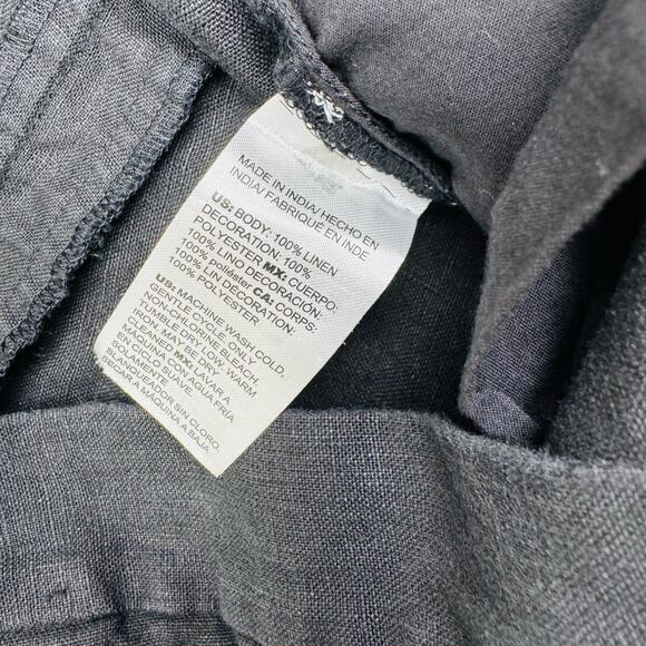 Chico's Pull On Embroidery Linen Crop Pants Black White Size 2 or U.S. 12 Resort - Picture 8 of 11